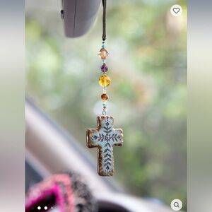 Natural Life Blessed Artisan Car Cross Charm